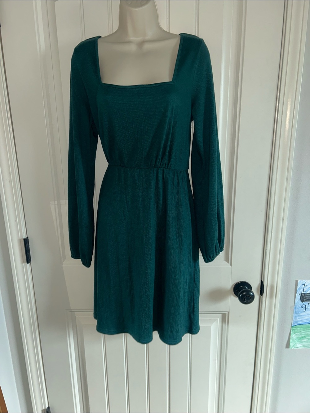 NWT Threads 4 Thought Deep Teal Square-Neck Long Sleeve Dress Sz M
